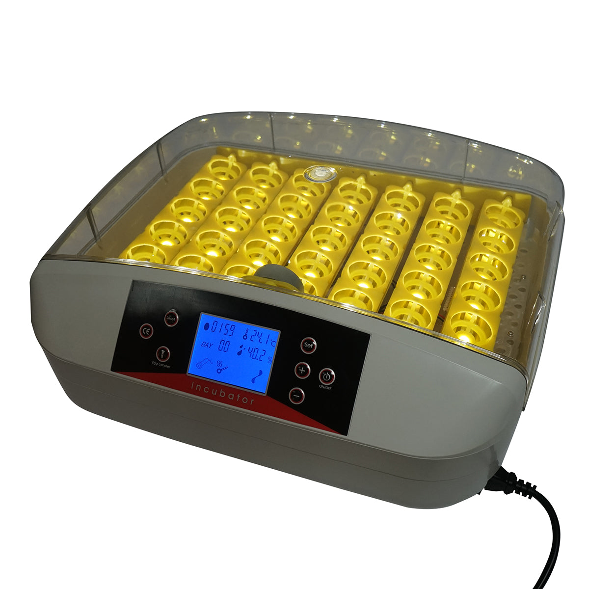 Automatic incubator 32 eggs 220V, automatic turning, temperature control, humidity, electronic display, LED illuminated tray