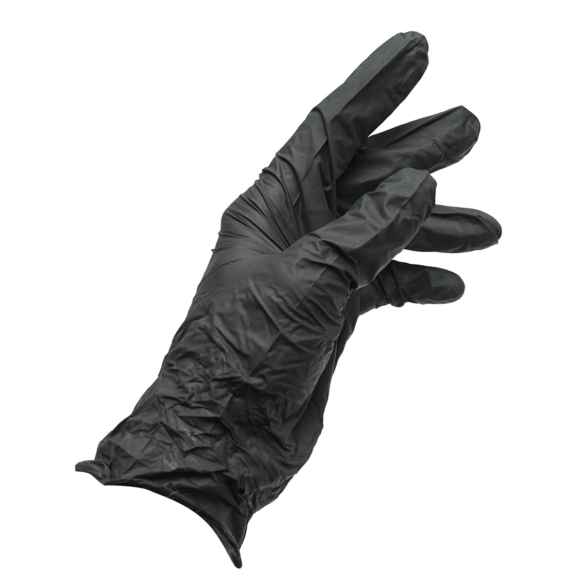 Black nitrile gloves, powder-free, with textured fingers, size L, 100 pcs/box