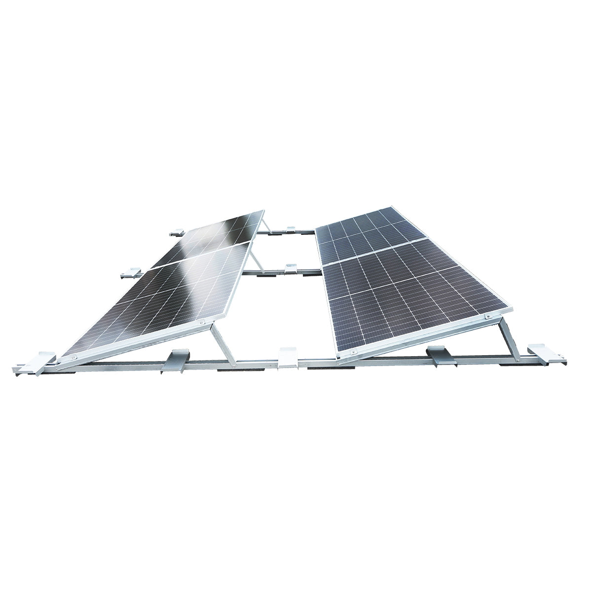 Assembly system, structure for holding 10 east-west solar panels made of galvanized steel with a triangular profile of 1700mm.