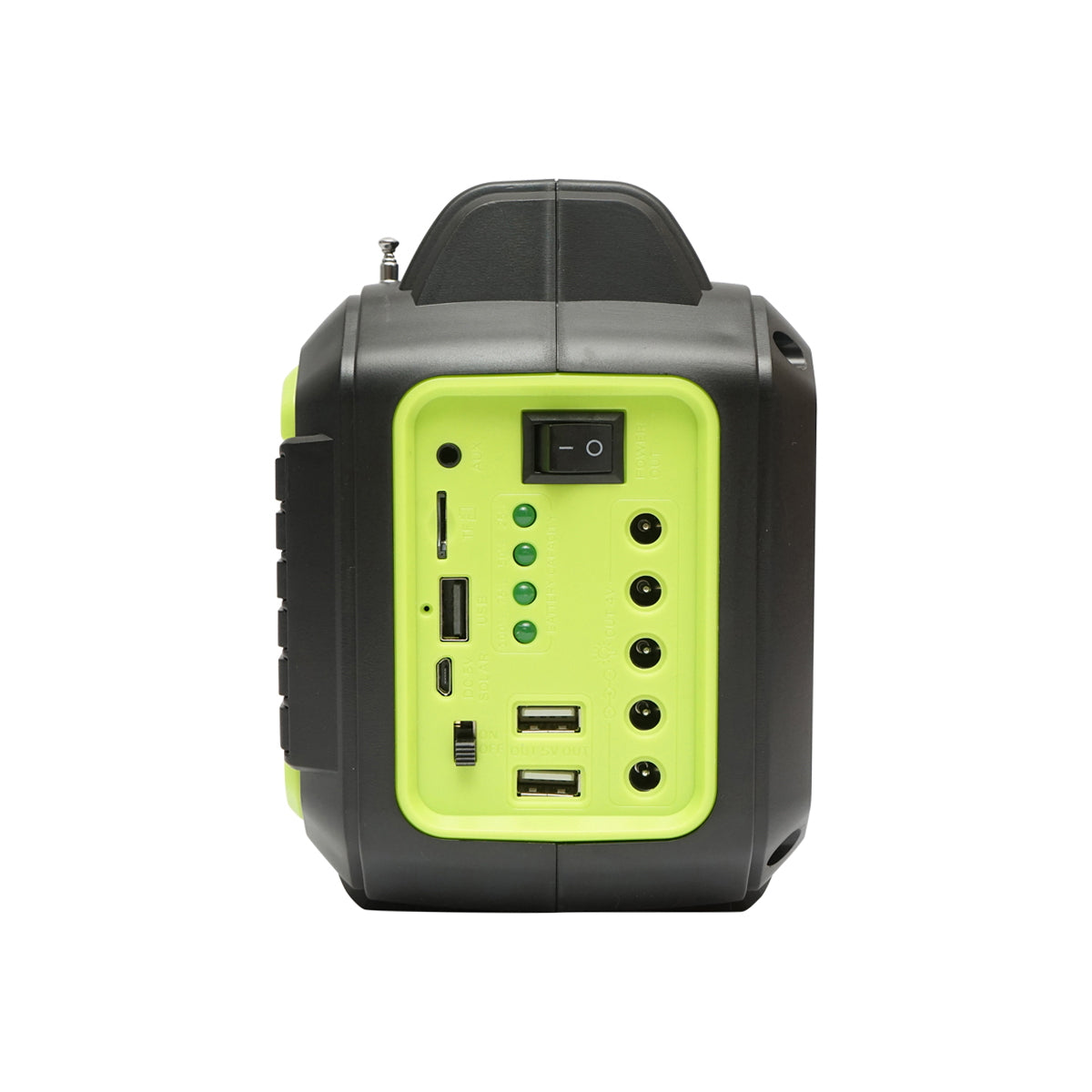 Portable LED lighting kit with 4 bulbs/projector, FM radio, solar panel, and 3.7V battery, 10000 mAH for fishing camping GD-8072