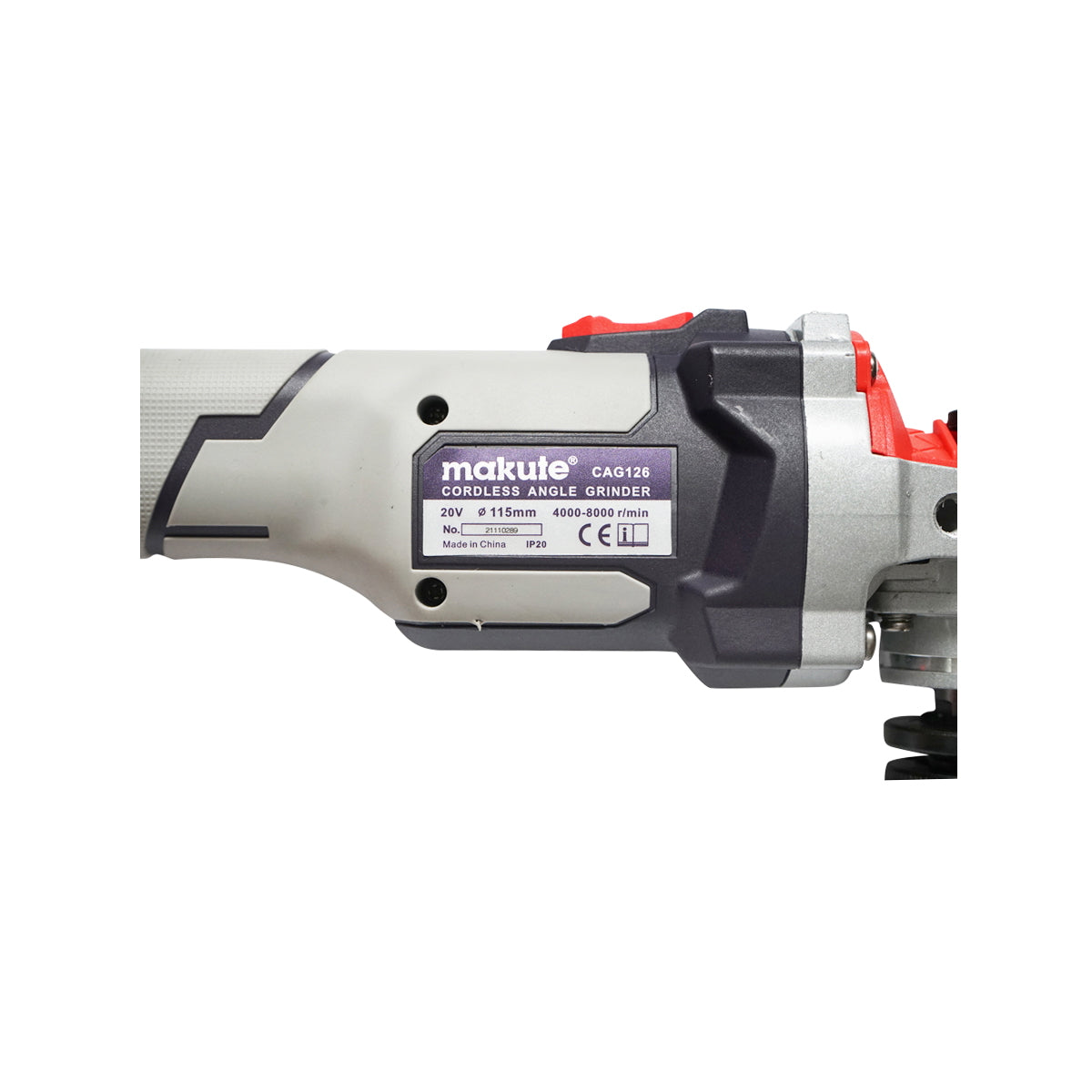 Cordless angle grinder 20V/4000mAh with charger 220V/50-60Hz, disc diameter 115mm, 8000rpm IP20 Makute