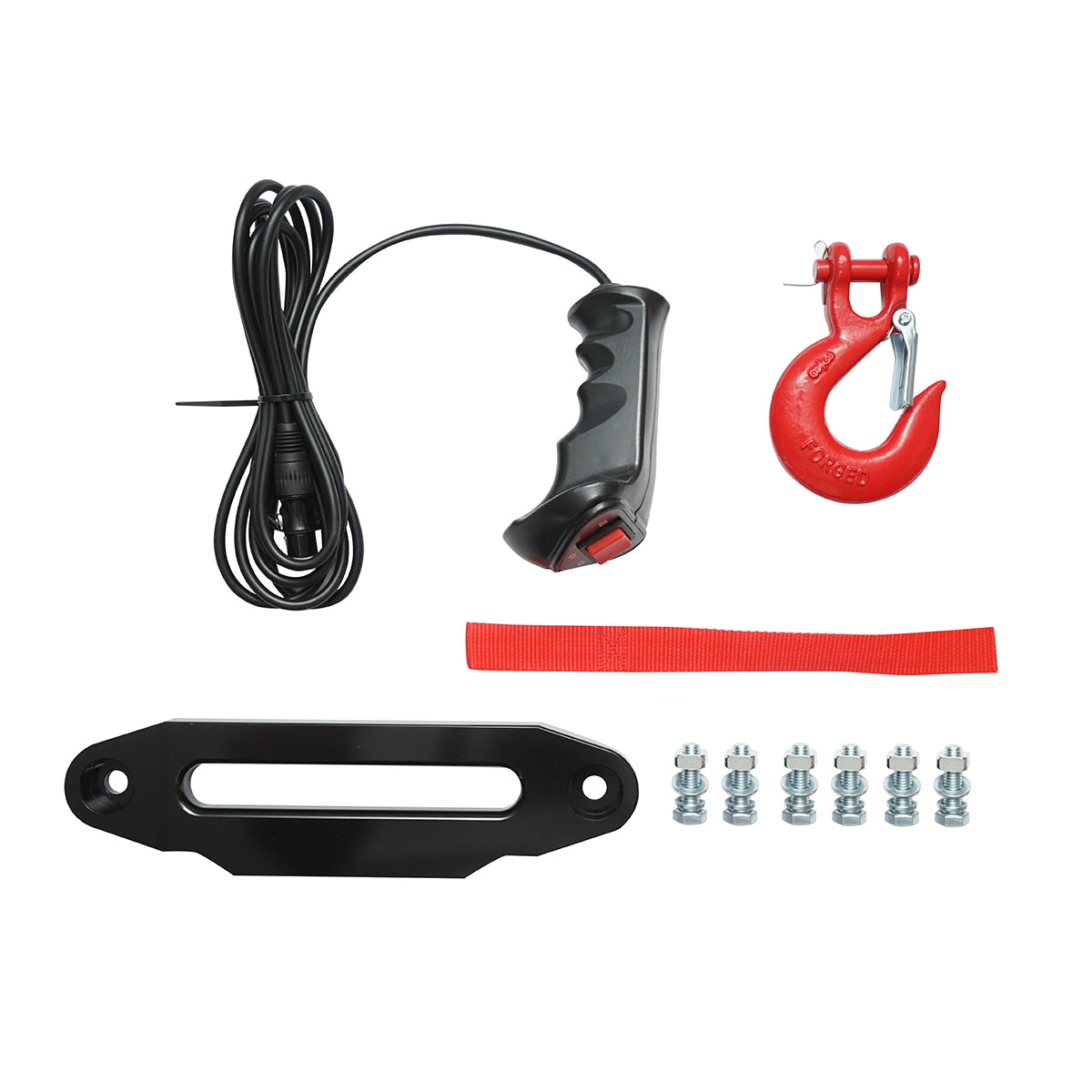 12V electric winch with remote control, 6.5 hp, 6.1T (13500lbs) synthetic cable 9x24m, 400A solenoid Breckner Germany