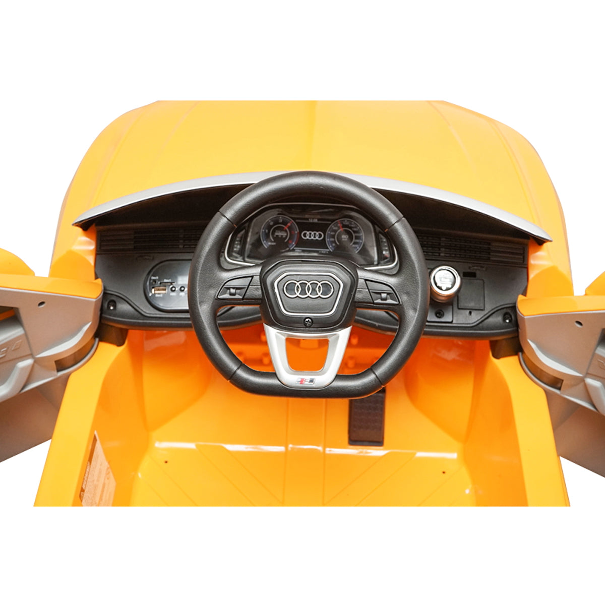 6V/7Ah battery-powered electric car with remote control for kids JJ2066 yellow Audi Q8 with leather seat