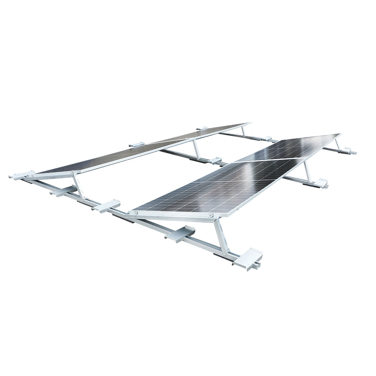 Assembly system, structure for holding 10 east-west solar panels made of galvanized steel with a triangular profile of 1700mm.