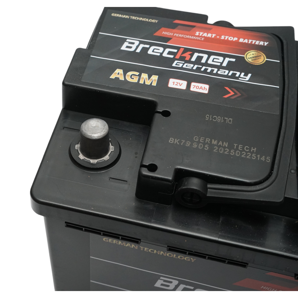 AGM start-stop car battery 12V 70 Ah, 900A at start 275x175x195mm Breckner Germany