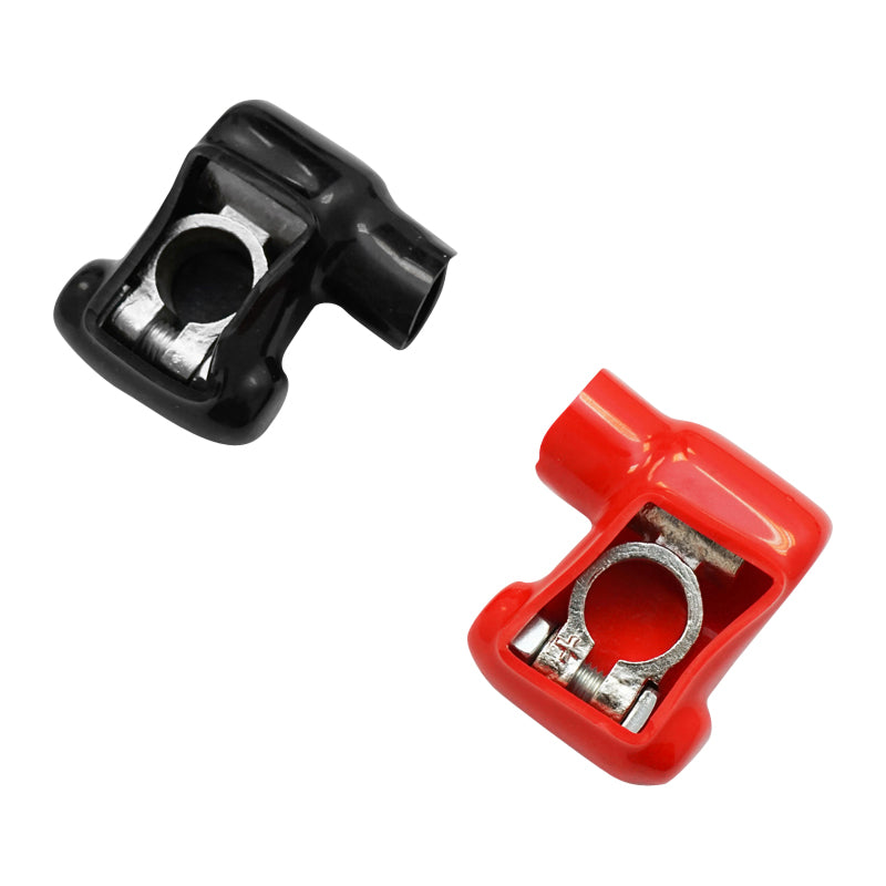 Battery terminal set with HD++ clamp, red and black rubber protection, Breckner Germany