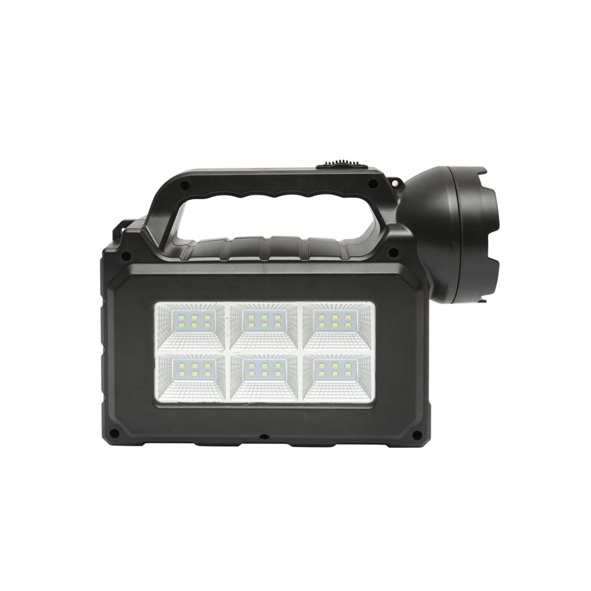 Portable LED lighting kit with 3 bulbs/projector, FM radio, MP3, solar panel, and 3.7V, 4500 mAh battery for fishing camping GD-P30FM