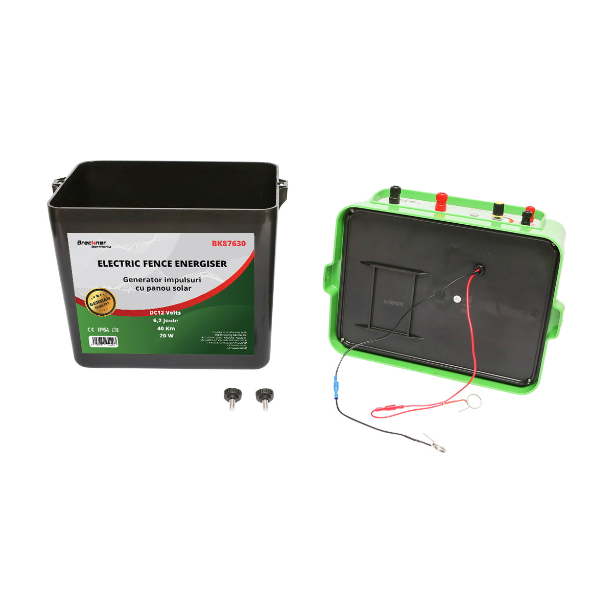 12V impulse generator 6.2 Joules 40km with 20W solar panel electric fence Breckner Germany