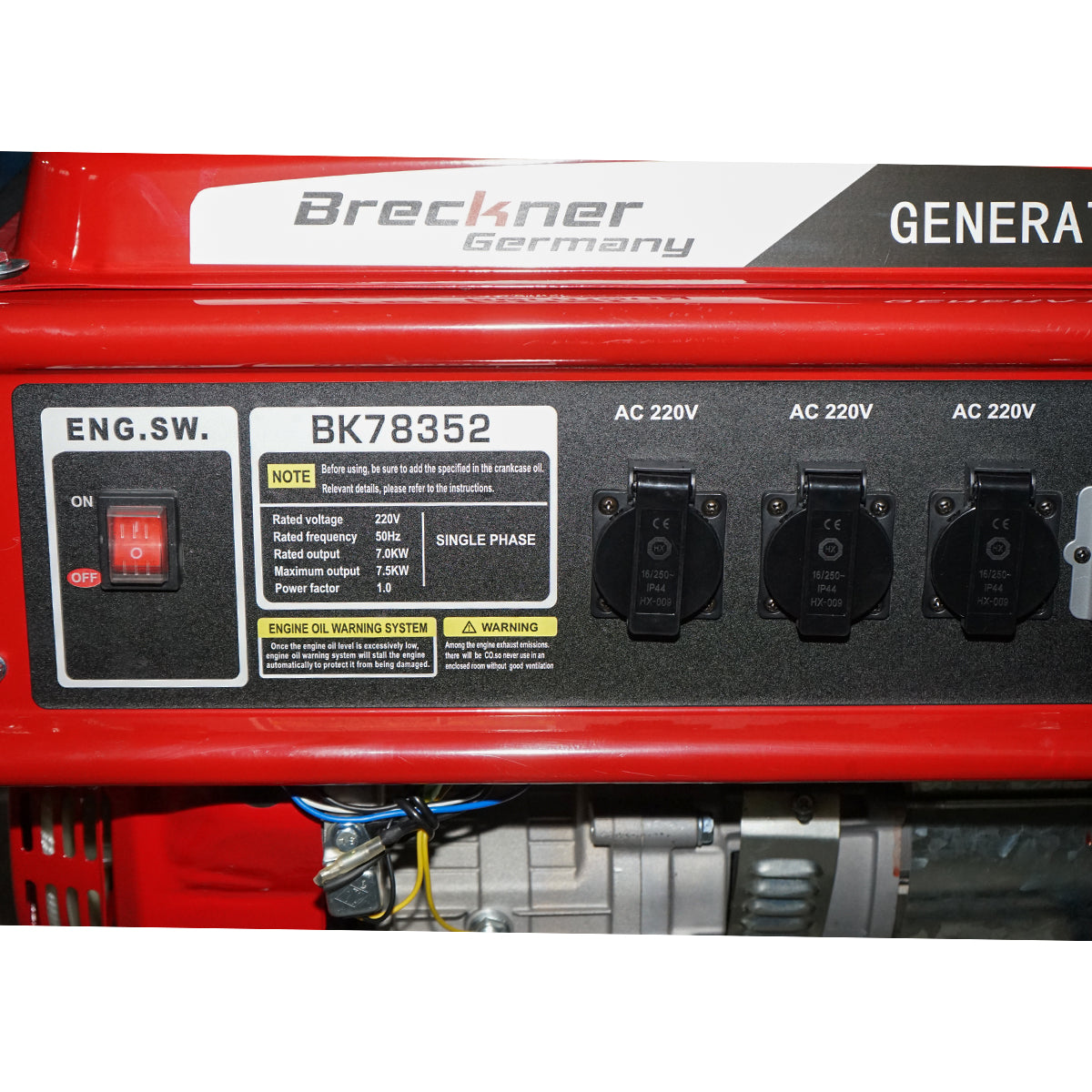Gasoline electric generator 220V 7.5KW 50Hz, 17HP manual start Breckner Germany