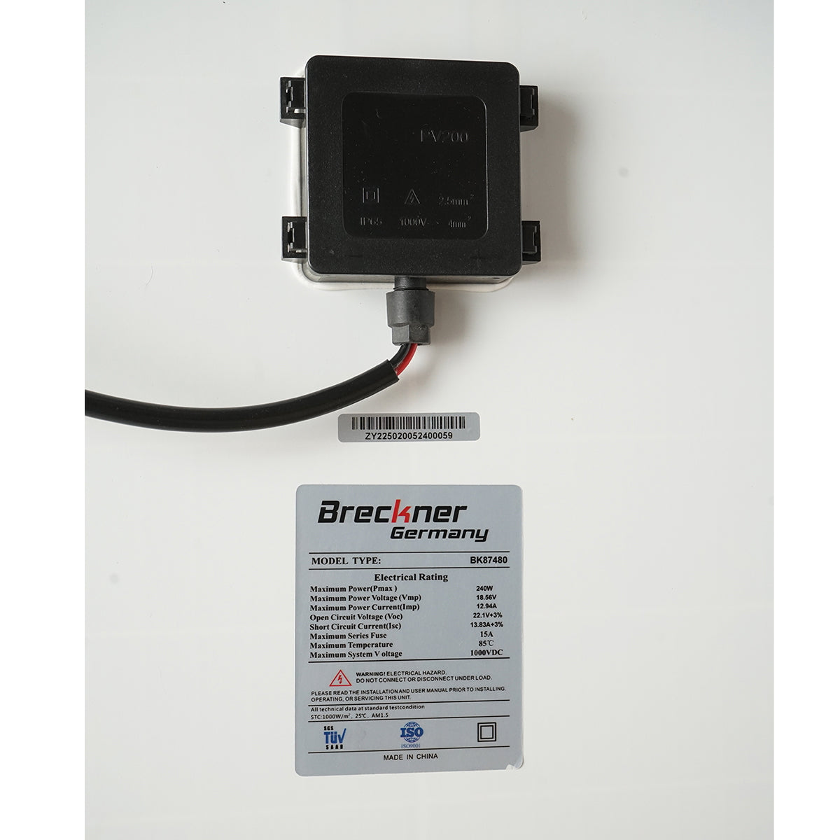 240W portable solar panel, monocrystalline suitcase type with 12/24V 20Ah voltage regulator and 2 USB ports, Breckner Germany