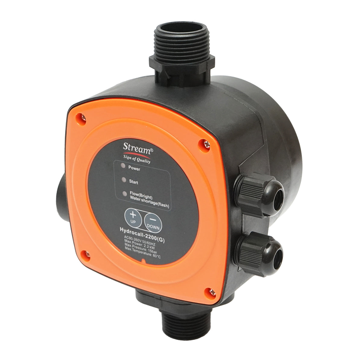 Automatic electronic pressure switch with manometer 2.2KW, 220V for water pump, manually adjustable pressure up to 15 bar HYDROCALL-2200G