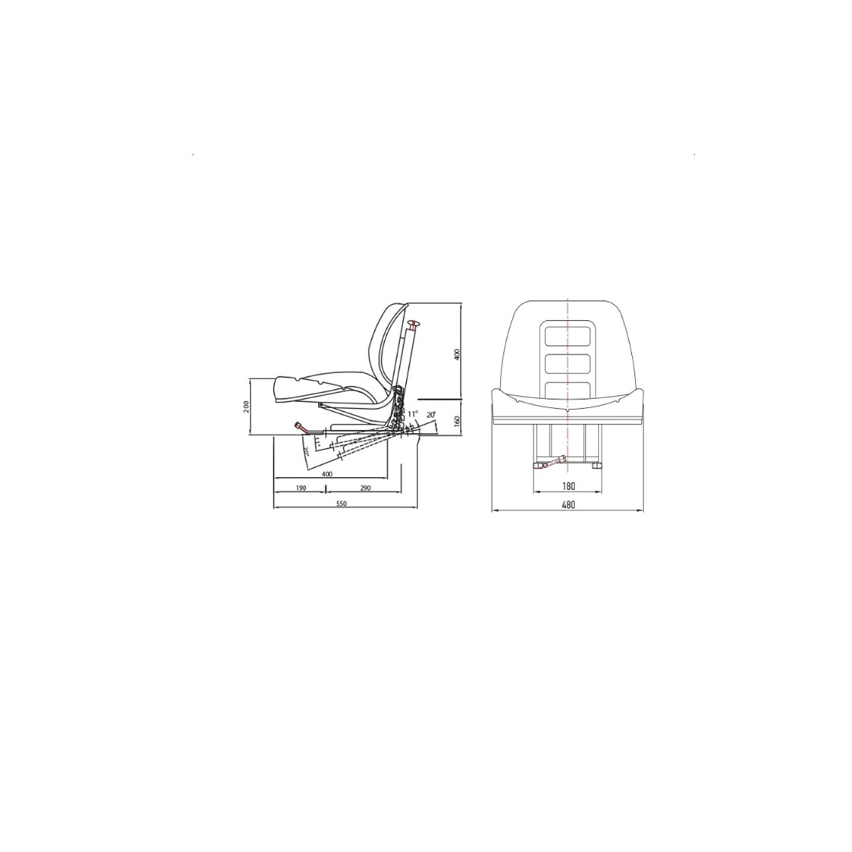 Universal blue seat with adjustment for UTB U-650, U-445, Fiat, Case tractor