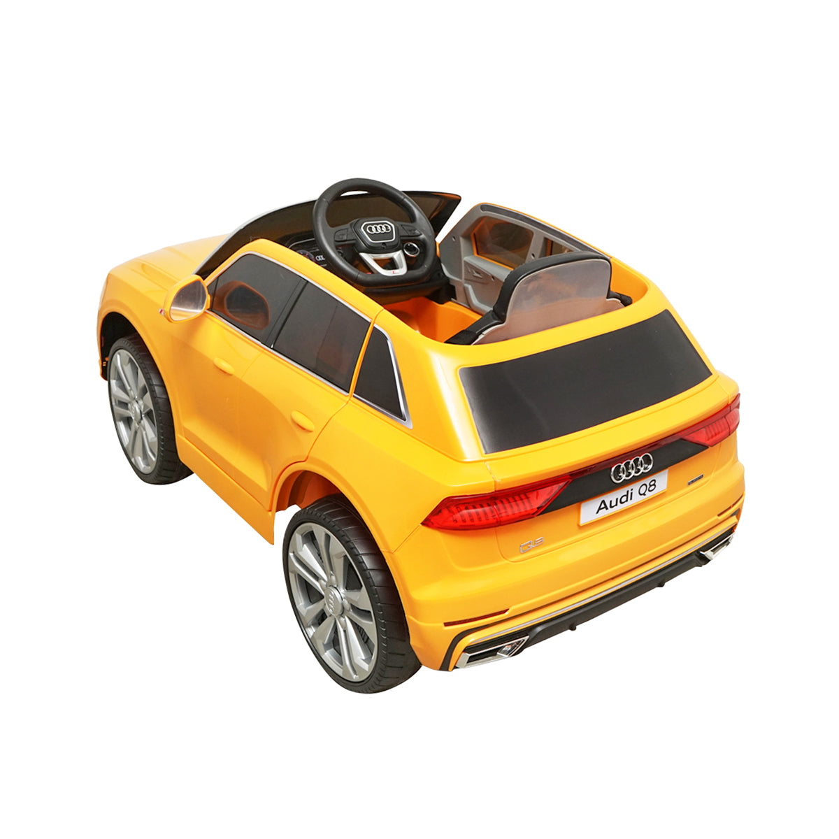 6V/7Ah battery-powered electric car with remote control for kids JJ2066 yellow Audi Q8 with leather seat