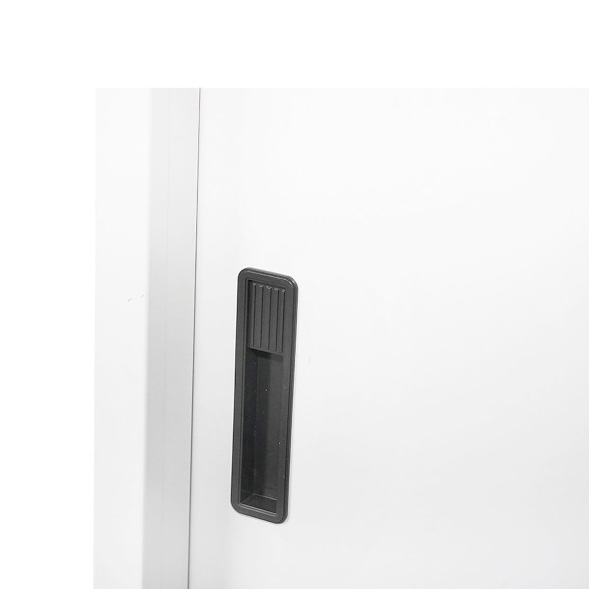 Metal locker cabinet 1900x1200x450mm with 2 secured sliding doors, 4 shelves, max 50kg/shelf, gray Breckner Germany