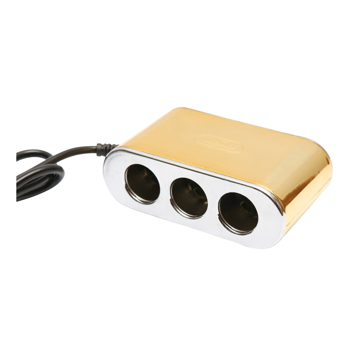 Triple car lighter adapter 12/24V gold with individual switch and 1 USB port 5V 2.1A