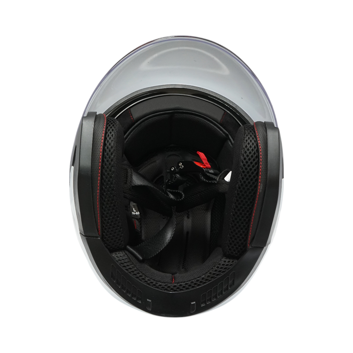 White jet-type motorcycle helmet, urban model with a transparent visor and sunglasses, size L.
