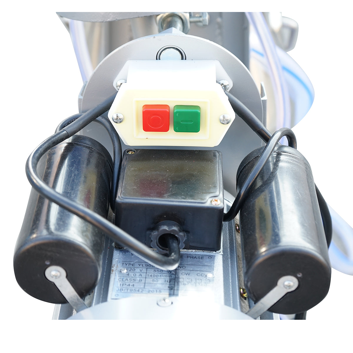 Single post milking machine 550W, 220V stainless steel 25L tank, milking group with 4 teats, vacuum pressure 45-50 kPa, pulsations 60-80 cpm