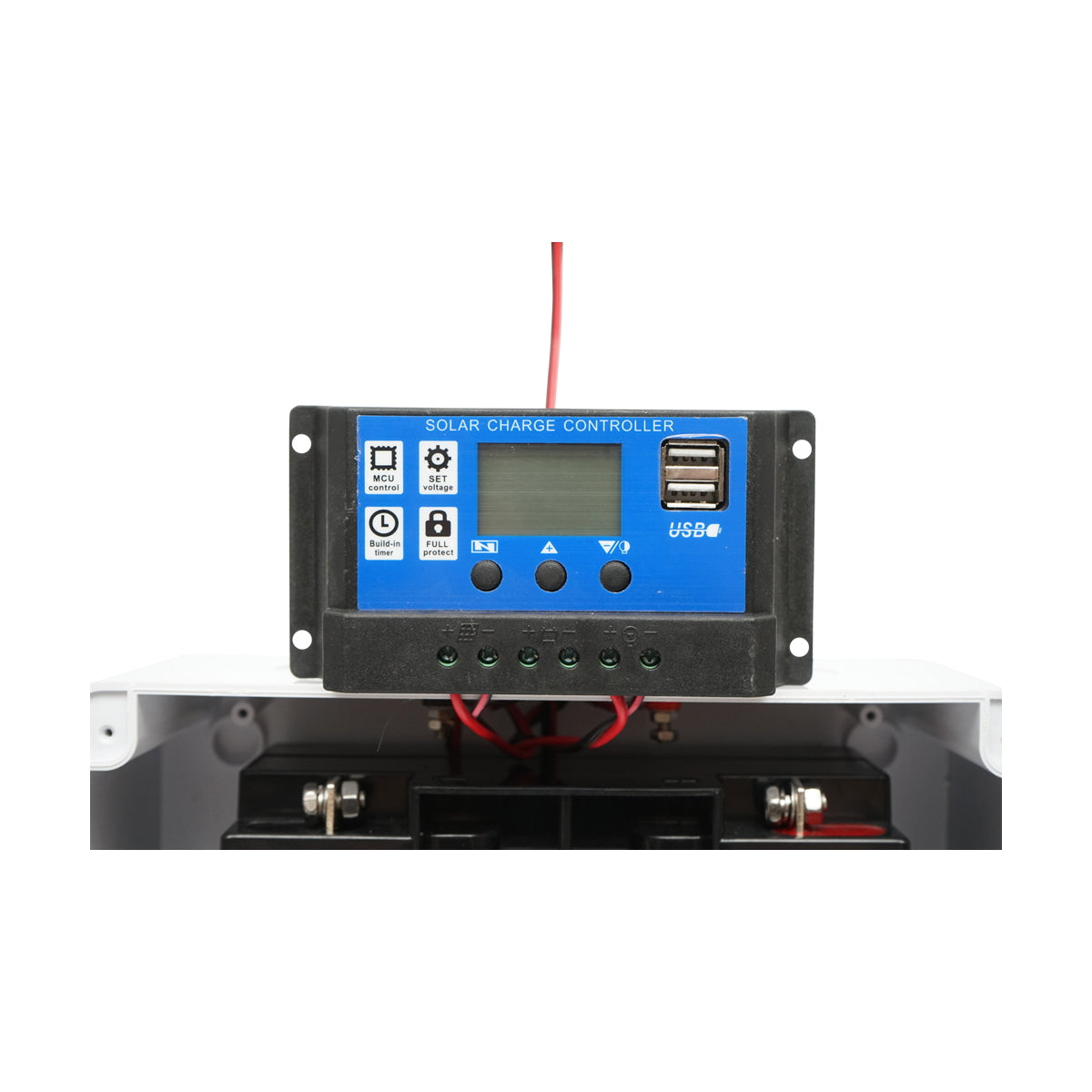 20W monocrystalline photovoltaic solar panel 460x350x135mm with 12V/17Ah battery, 12/24V 10Ah regulator and 2x USB ports Breckner Germany