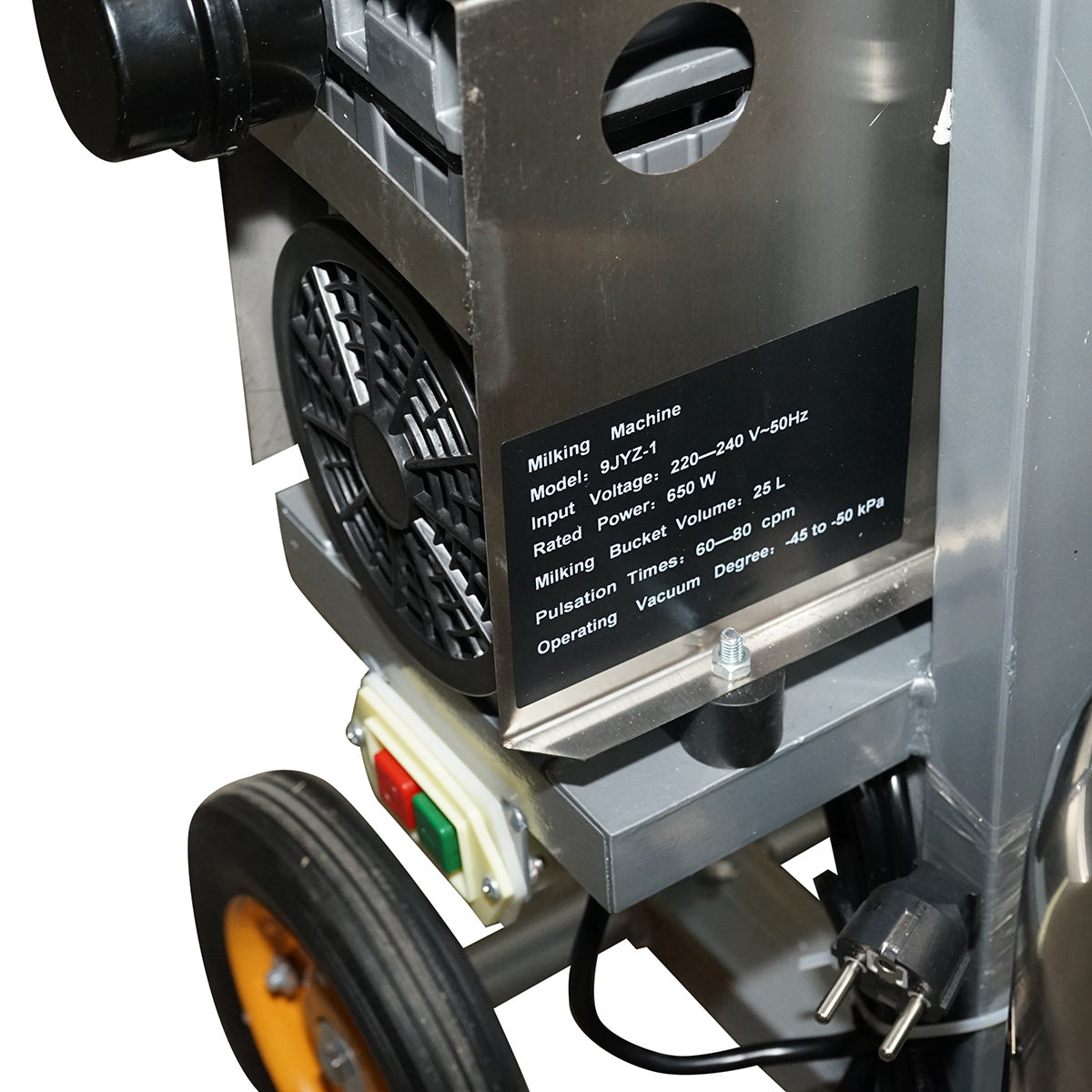 Cow milking machine 1 station 650W, stainless steel tank 25L, milking group with 4 teats, vacuum pressure 45-50 kPa, pulsations 60-80 cpm