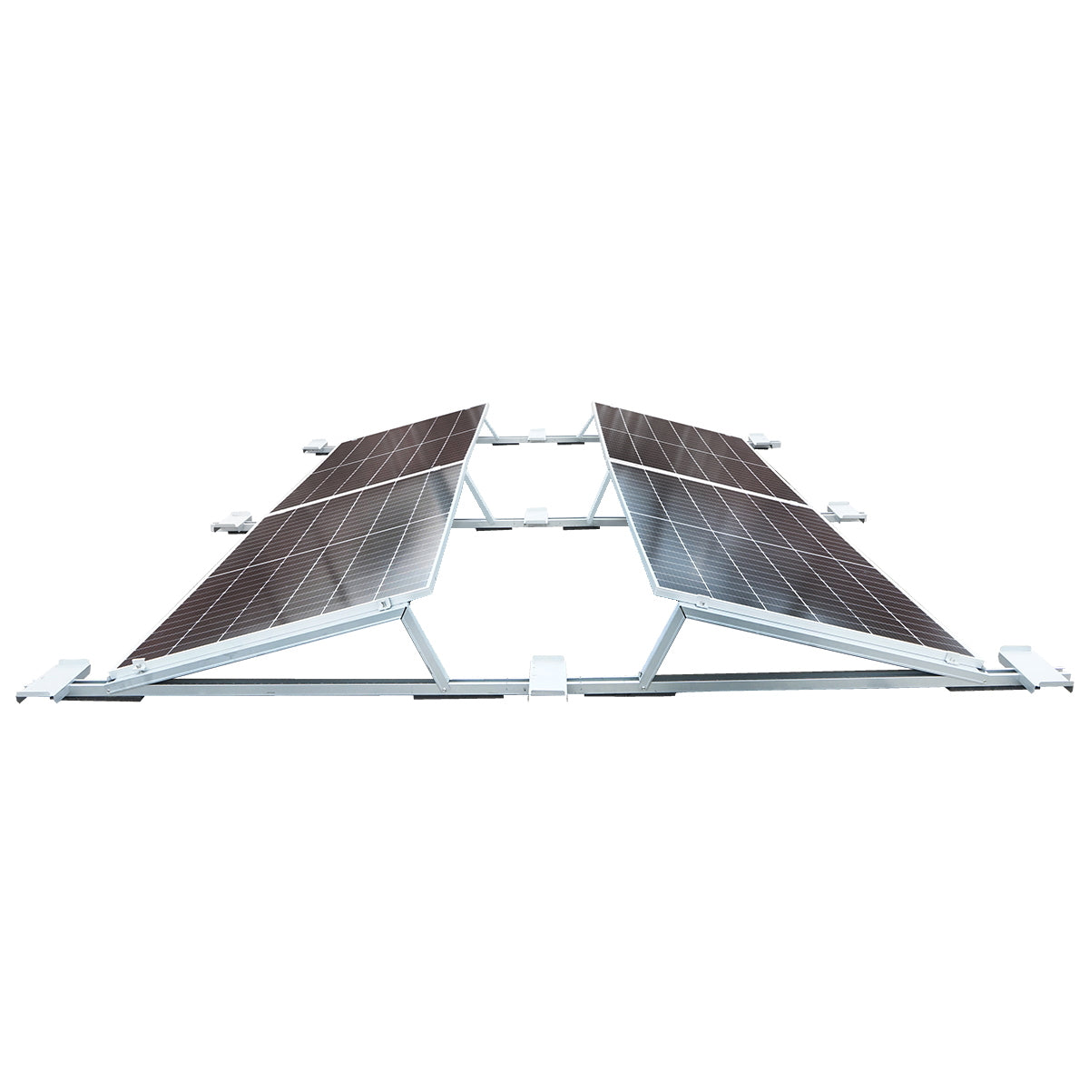 Assembly system, structure for holding 10 east-west solar panels made of galvanized steel with a triangular profile of 1700mm.