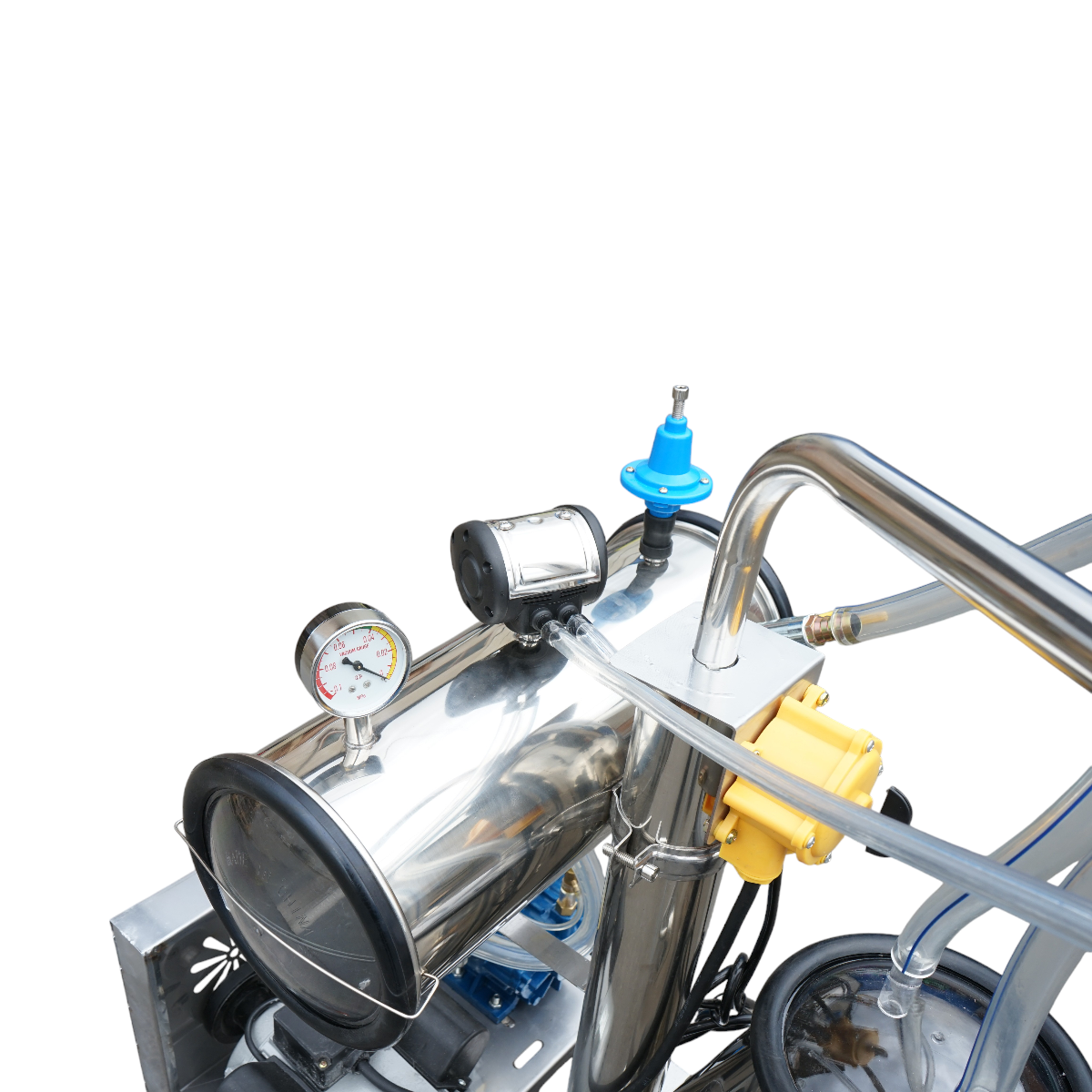 Sheep milking machine 1 post 750W, 220V stainless steel tank 25L, milking group with 2 teats, vacuum pressure 40-50 kPa, pulsations 60-80 cpm