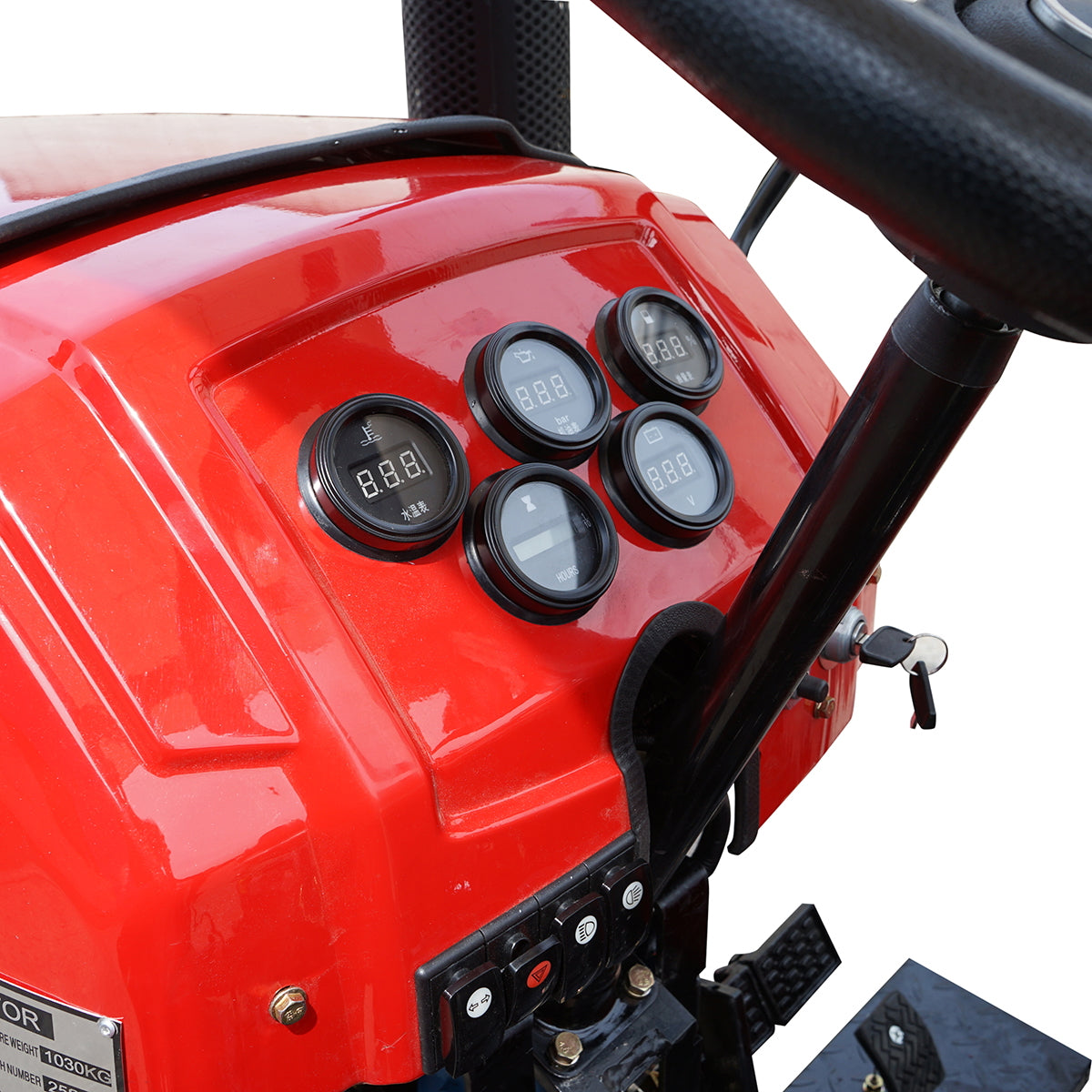 25 HP 4x4 tractor, red with a semi-cab, series 244