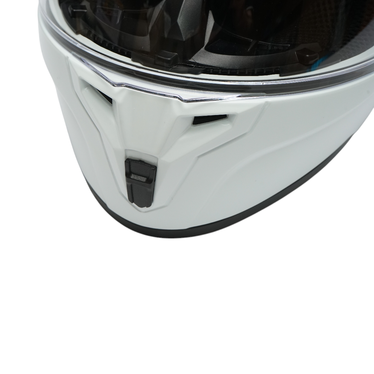 White full-face motorcycle helmet with clear visor, size XL Grit