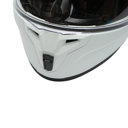 White full-face motorcycle helmet with clear visor, size XL Grit