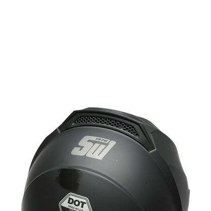 Matte black full face motorcycle helmet with a clear visor and sunglasses, size L Arcane II