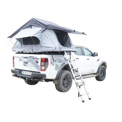 Waterproof car tent for 2 people, attachment to the roof with a platform and ladder