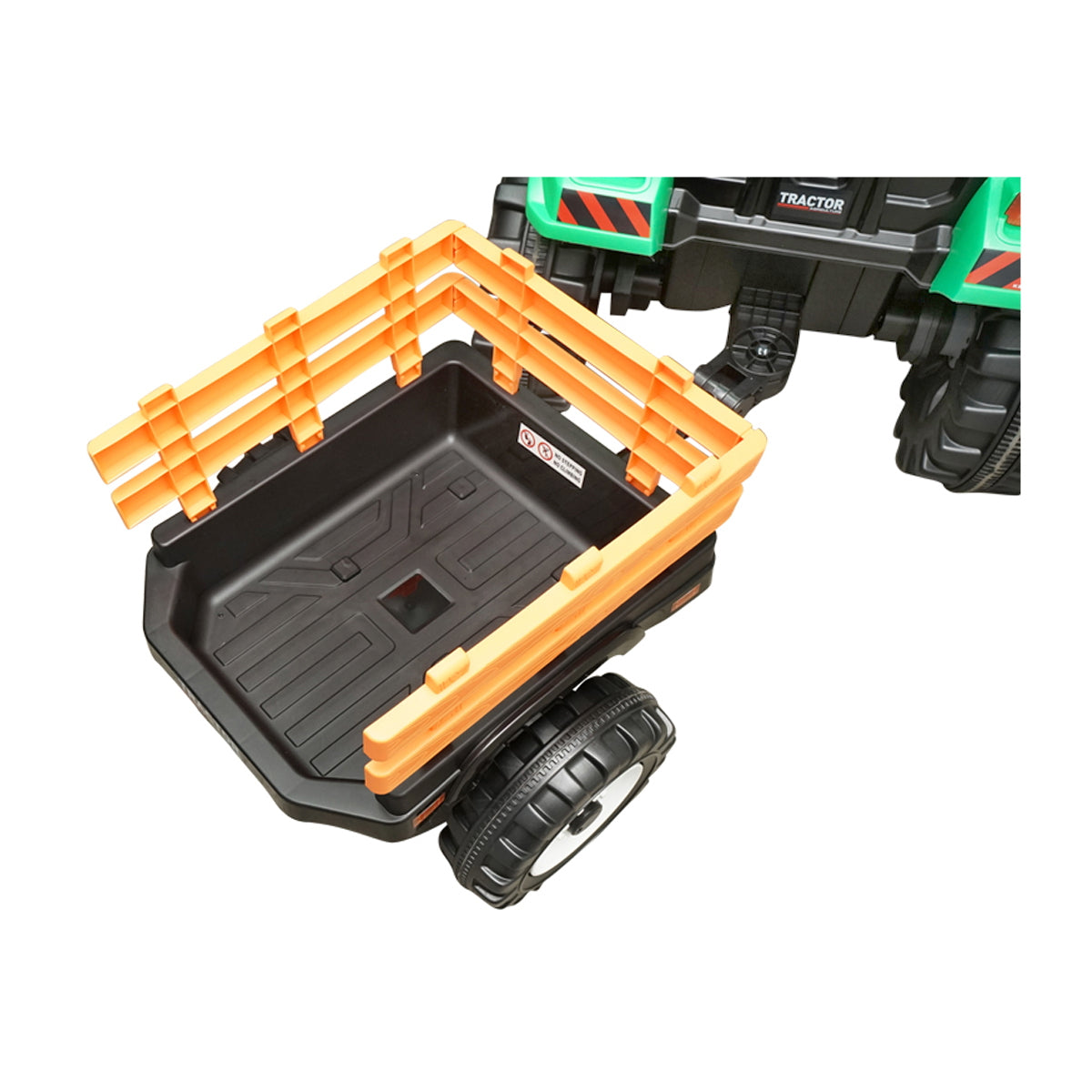 Electric tractor with trailer for kids with 12V/10Ah battery and remote control JS3158B green