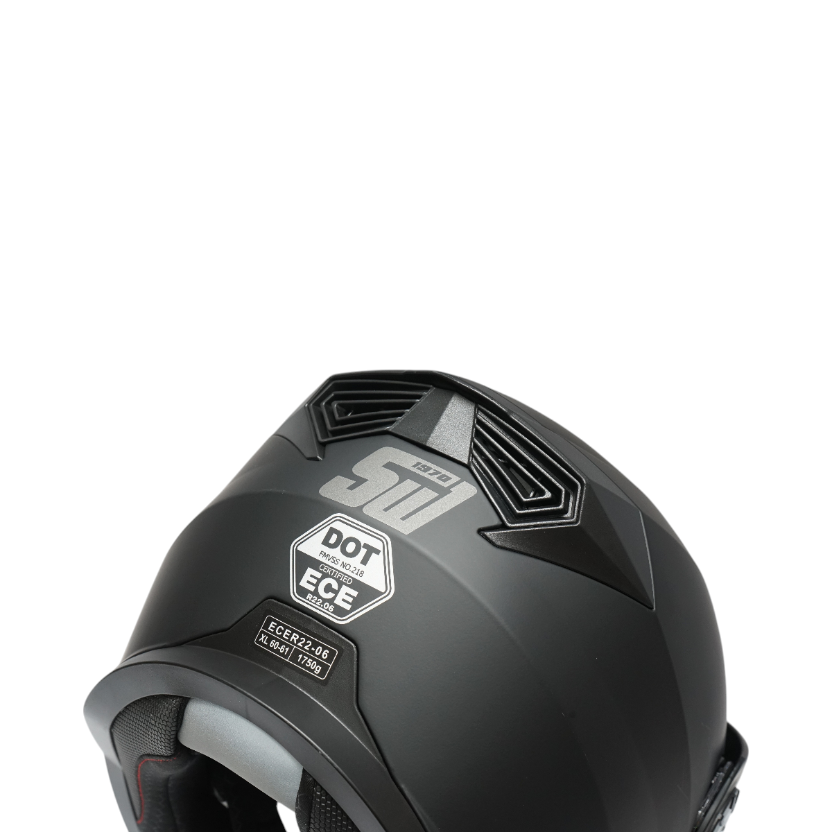 Matte black full-face motocross helmet with a clear visor and sunglasses, size XL Lion