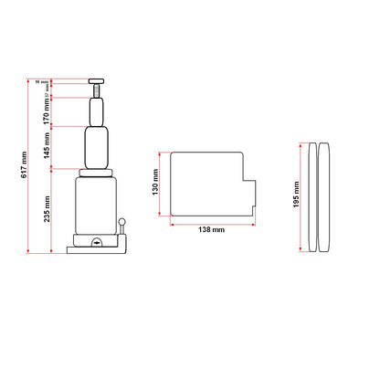 Hydraulic jack with double piston 10 tons 245mm