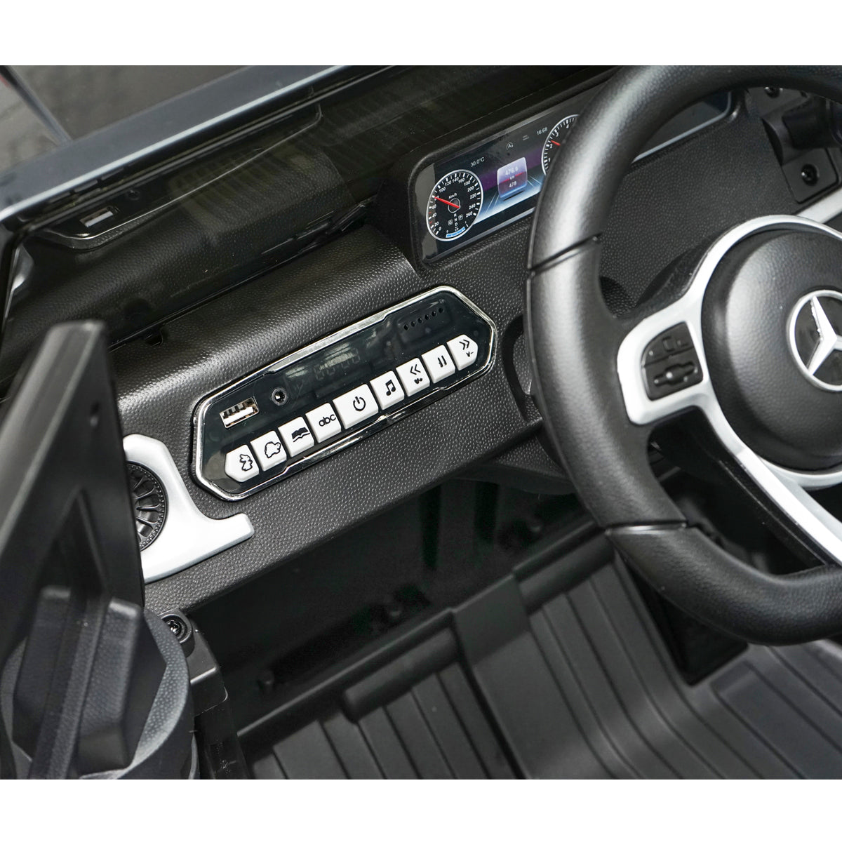 6V/7Ah battery electric car with remote control for kids Mercedes G500 JJ2077 black with leather seat