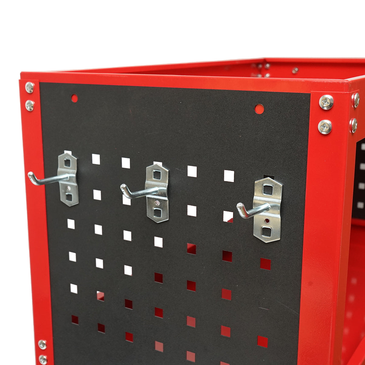 Metal cart on wheels with 3 shelves and tool holders 670x370x730mm