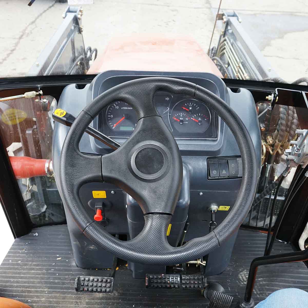 90HP tractor, 4x4 with front loader, closed cabin, wheels 14.9-30/9.5-24