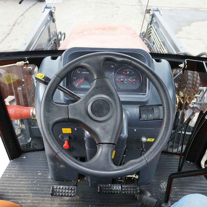 90HP tractor, 4x4 with front loader, closed cabin, wheels 14.9-30/9.5-24