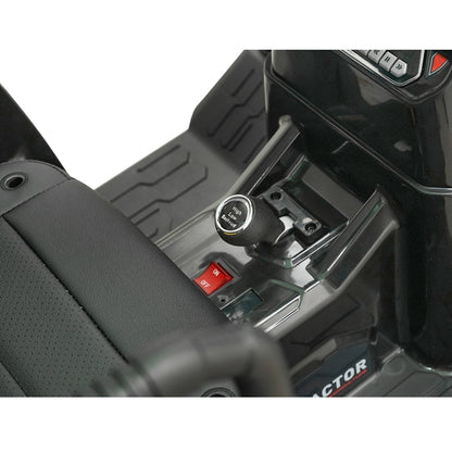 Electric trailer tractor for kids with a 12V/10Ah battery and remote control JS3158B green with a leather seat.