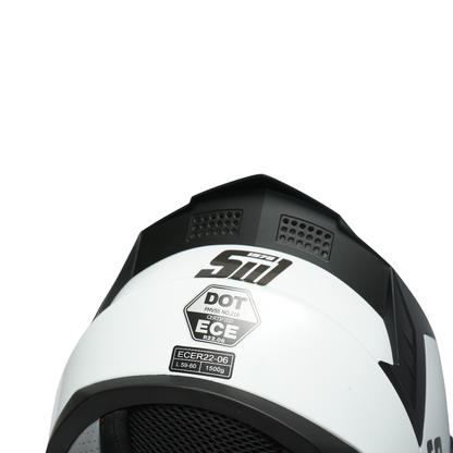 White full-face motorcycle helmet with clear visor, size XL Grit