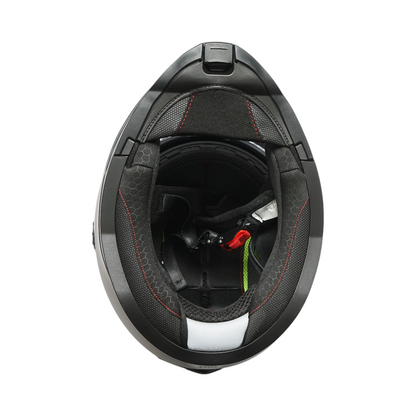 Matte black full-face motocross helmet with a clear visor and sunglasses, size L Lion
