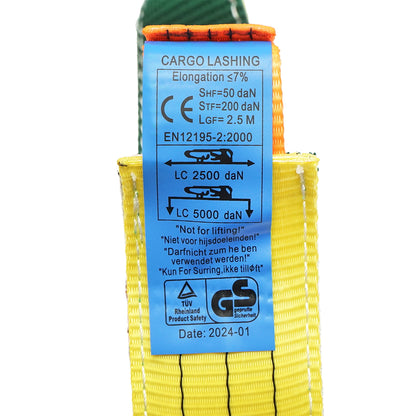 Car wheel anchoring strap 2.5m, hooks and ratchet Breckner Germany