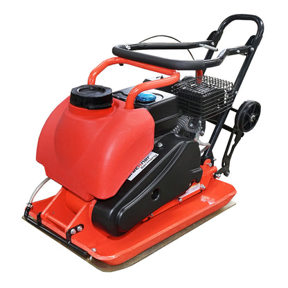 C100-A plate compactor with a working surface of 690x460mm, standard euro 5 engine, 196CC/6.5HP, 5400 RPM, 106Kg with Breckner Germany water tank.