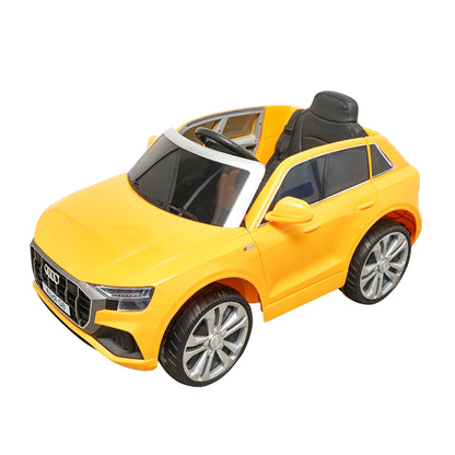 6V/7Ah battery-powered electric car with remote control for kids JJ2066 yellow Audi Q8 with leather seat