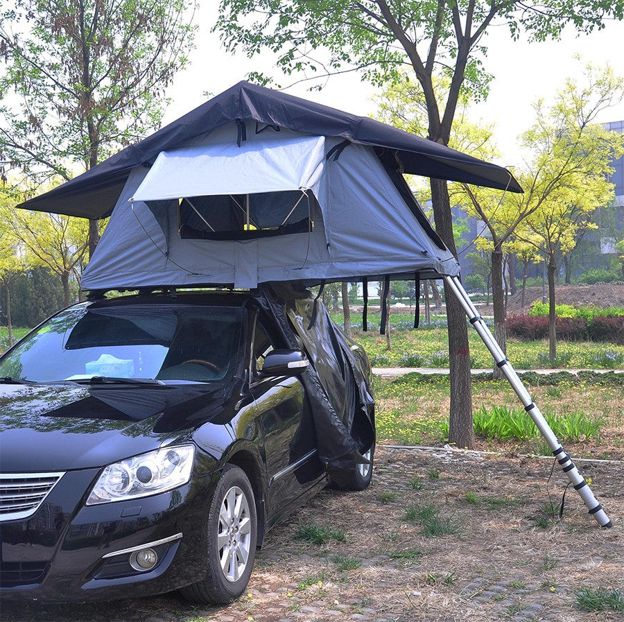 Waterproof car tent for 2 people, attachment to the ceiling with a platform and ladder