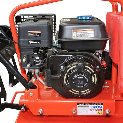 C100-A plate compactor with a working surface of 690x460mm, standard euro 5 engine, 196CC/6.5HP, 5400 RPM, 106Kg with Breckner Germany water tank.