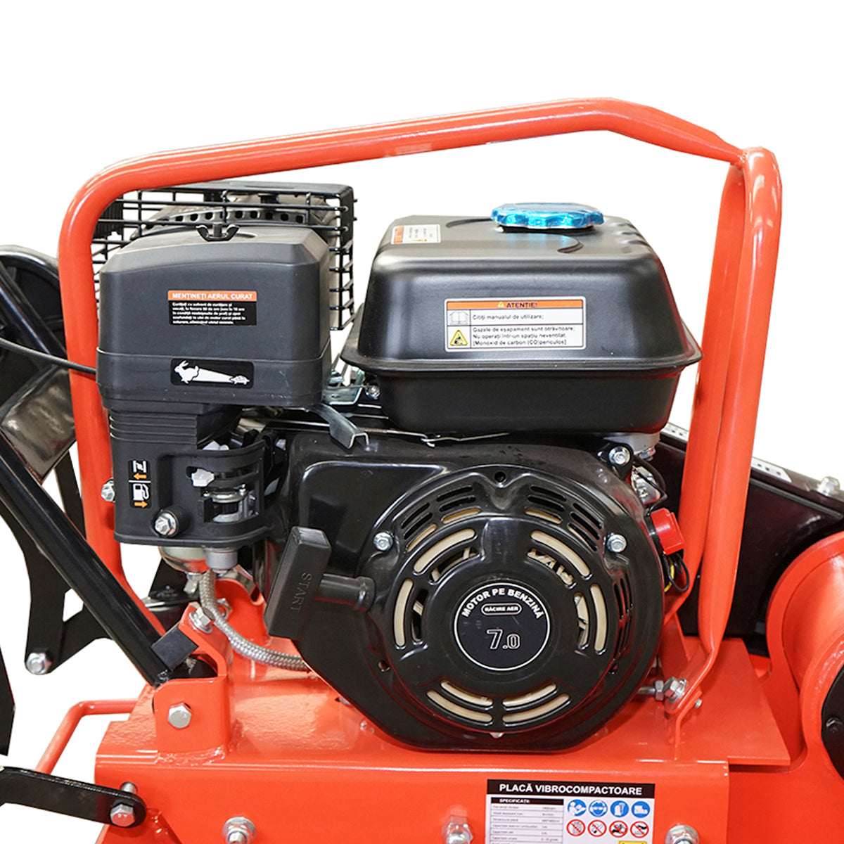 C100-A plate compactor with a working surface of 690x460mm, standard euro 5 engine, 196CC/6.5HP, 5400 RPM, 106Kg Breckner Germany