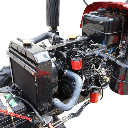 25 HP 4x4 tractor, red with a semi-cab, series 244