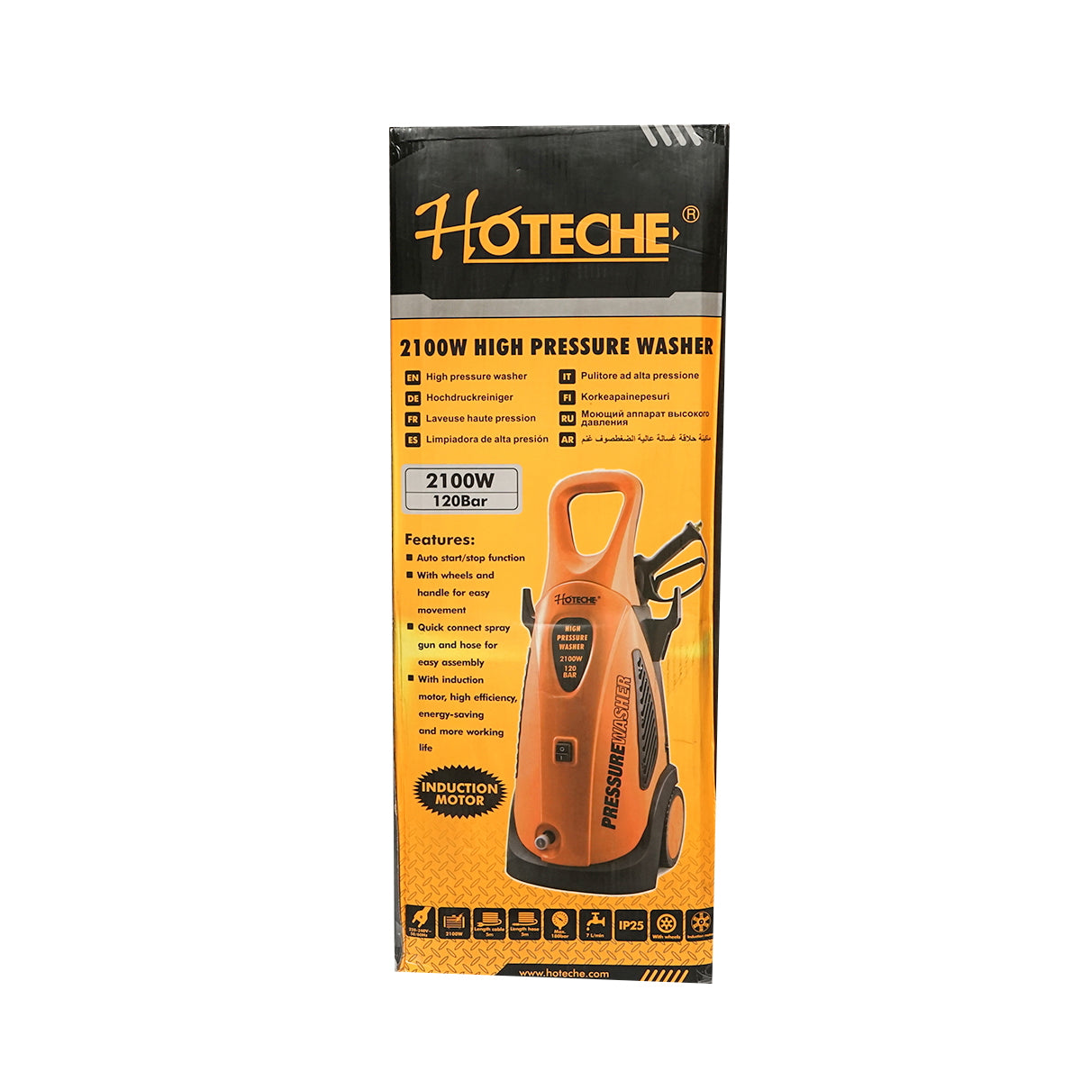 Pressure washer 120 Bar, power 2100W/220V maximum flow 7L/min Hoteche