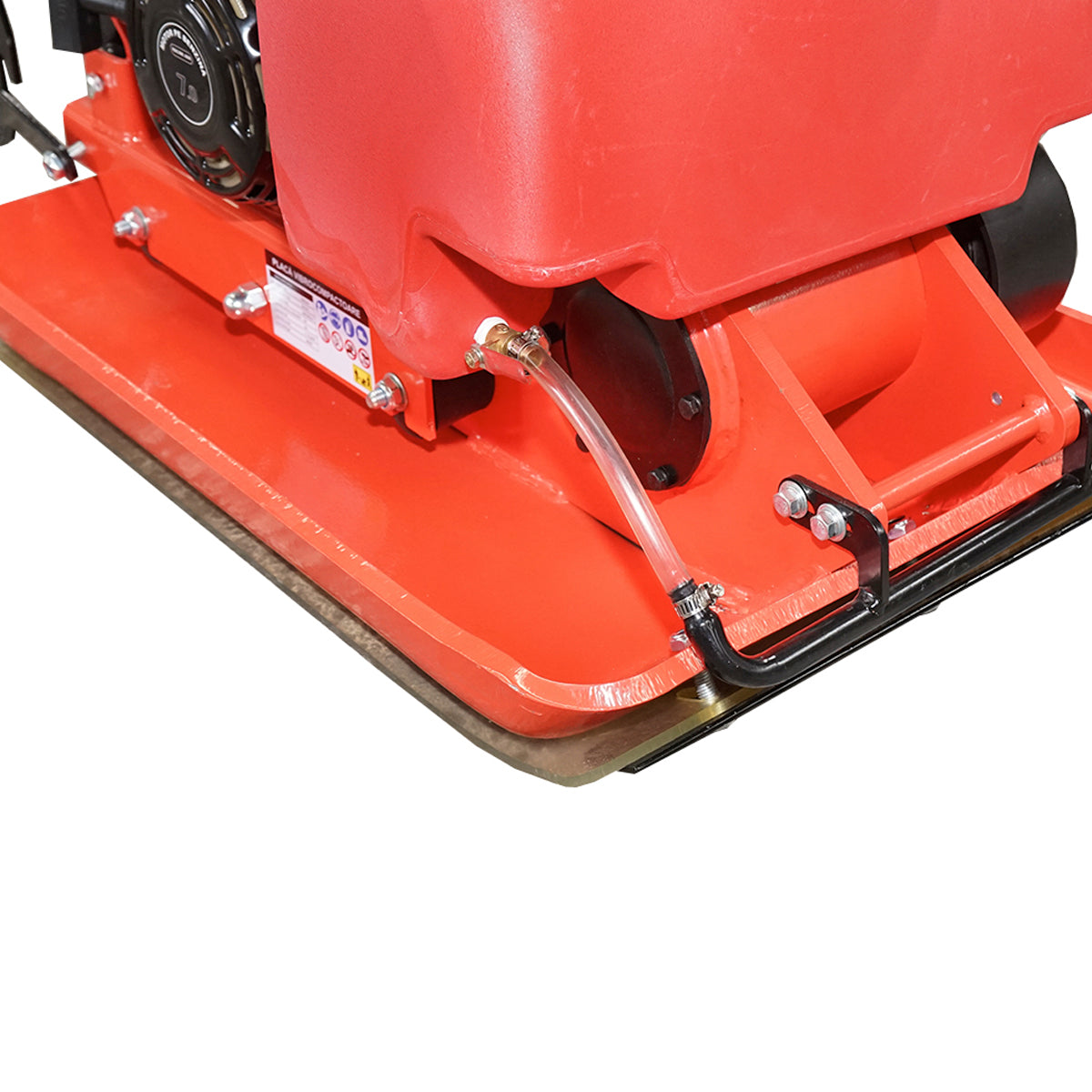 C100-A plate compactor with a working surface of 690x460mm, standard euro 5 engine, 196CC/6.5HP, 5400 RPM, 106Kg with Breckner Germany water tank.