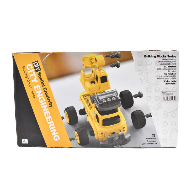Remote control crane toy construction vehicle that can be assembled DIY